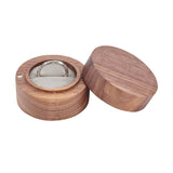 Round Wood Ring Storage Boxes, Flip Cover Case, with Magnetic Clasps, for Wedding, Proposal, Valentine's Day, Gray, 5.3x3.5cm