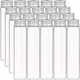 Glass Bottles, with Screw Aluminum Cap and Silicone Stopper, Empty Jar, Platinum, Clear, 10x2.2cm, Capacity: 25ml(0.84 fl. oz), 20pcs/box