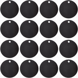 20Pcs Aluminum Pendants, Blank Tags, Flat Round, Black, 40x1mm, Hole: 3.5mm