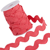 Polyester Wavy Fringe Trim, Wave Bending Lace Ribbon, for Clothes Sewing and Art Craft Decoration, Red, 5/8 inch(15mm), about 10 yards