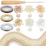 DIY Imitation Pearl Bracelet Necklace Making Kit, Including Glass Beads, Cord Wire, Awl Pricker, Mixed Color, Beads: 300Pcs/box