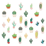 Alloy Enamel Pendants, Cactus, Light Gold, Light Gold, 28pcs/box