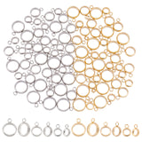 90Pcs 6 Style 201 Stainless Steel Tube Bails, Loop Bails, Ring Bail Beads, Golden & Stainless Steel Color, 9~13x6~10x2.5~4mm, Hole: 1.8mm, 15pcs/style