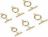 304 Stainless Steel Toggle Clasps, Golden, Ring: 16x12x2mm, Hole: 2.5mm, Bar: 18x7x2mm, Hole: 3mm, 15sets/box