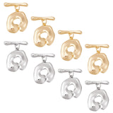 8 Sets 2 Colors Brass Toggle Clasps, Nickel Free, Real Gold Plated & Real Platinum Plated, Pendant: 18.5x16x3mm, Bar: 18.5x4x3mm, Hole: 1.5mm~1.8mm, 4 sets/color