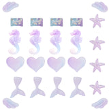 Opaque Resin Cabochons, Heart & Mermaid Tail Shape & Star & Starfish & Candy Head  & Wing, Lilac, 24pcs/set