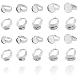 DIY 304 Stainless Steel Finger Ring Making Kits, Including Adjustable Finger Rings Components and Transparent Half Round Glass Cabochons, Stainless Steel Color, Components: Tray: 8~16mm, Size: 7, 17mm, 50pcs/box