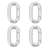 4Pcs 304 Stainless Steel Spring Gate Rings, Oval Ring, Stainless Steel Color, 18.5x10x3mm