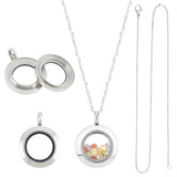 DIY Memory Locket Pendant Necklace Making Kit, Including 304 Stainless Steel Floating Locket Pendants & Necklace Making, Stainless Steel Color, 4Pcs/box