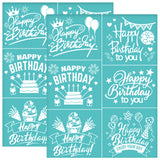 Happy Birthday Theme Self-Adhesive Silk Screen Printing Stencil, for Painting on Wood, DIY Decoration T-Shirt Fabric, Turquoise, Word, 280x220mm