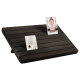 7-Slot Wooden Place Card Display Stands, for Postcards, Earring Display Cards Holder, Dyed & Heated, Rectangle, Black, 29x19x2cm, about 3pcs/set