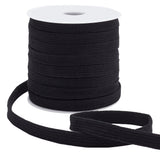 1 Roll Flat Polycotton Hollow Cord, Shoeslace Making, Clothes Accessories, with 1Pc Plastic Spool, Black, 12mm, about 27.34 Yards(25m)/Roll