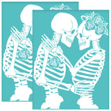 Self-Adhesive Silk Screen Printing Stencil, for Painting on Wood, DIY Decoration T-Shirt Fabric, Turquoise, Skeleton, 280x220mm