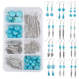 DIY Earring Making Kit, Including Alloy Pendants & Spacer Beads, Synthetic Turquoise Beads, Brass Earrings Hooks & Eye Pins & Flat Head Pins, Antique Silver, 164pcs/box