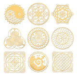 Nickel Decoration Stickers, Metal Resin Filler, Epoxy Resin & UV Resin Craft Filling Material, Religion Thme, Geometric Pattern, 40x40mm, 9 style, 1pc/style, 9pcs/set