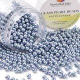 4mm About 1000Pcs Glass Pearl Beads Medium Slate Blue Tiny Satin Luster Loose Round Beads in One Box for Jewelry Making, Cornflower Blue, 4mm, Hole: 0.7~1.1mm, about 1000pcs/box