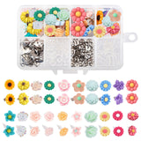 DIY Stud Earring Making Kits, with Resin Flower Cabochons, Stud Earring Findings and Ear Nuts, Mixed Color