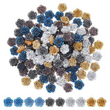 150Pcs 5 Colors Electroplated Resin Cabochons, Flower, Mixed Color, 14x414x5mm, about 30pcs/color