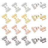 5 Strands Alloy and Brass Fold Over Clasps, 10-Hole, Mixed Color, 24x16.5x5mm, Hole: 2mm, 4 colors, 6sets/color, 24sets/box