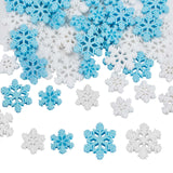 80Pcs 4 Styles Christmas Theme Opaque Resin Cabochons, Snowflake, Mixed Color, 18~28.5x16~25.5x3~5mm, 20pcs/style