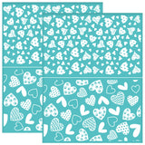 Self-Adhesive Silk Screen Printing Stencil, for Painting on Wood, DIY Decoration T-Shirt Fabric, Turquoise, Heart, 280x220mm