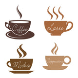 PVC Wall Stickers, for Coffee Bar Wall Decoration, Cup Pattern, 245x740mm