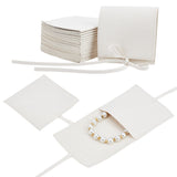 Custom Fiber Velvet Jewelry Bags, Square with Drawstring, Antique White, 8x8cm