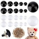 192 Sets 10 Styles Plastic Safety Eyes, with Gasket, Half Round Craft Eyes for Crochet Toy and Stuffed Animals, Mixed Color, 16.5~21x9.7~18mm