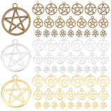 108Pcs 9 Style Zinc Alloy Pendants, Hollow, Ring with Star, Mixed Color, 16x13x2mm, Hole: 2mm
