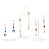 3Pcs 3 Sizes Tree Transparent Acrylic Earring Display Stands, Holds up to 3 Pairs, Earring Holder for Earring Stud, Dangle Earring, Clear, Finish Product: 4.95x2.95x9.4~13.2cm, 1pc/size