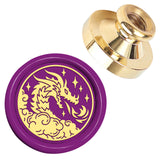 Golden Tone Wax Seal Brass Stamp Head, for Wax Seal Stamp, Dragon, 25x14.5mm