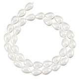 1 Strands Natural Shell Beads Strands, Teardrop, White, 11x8mm, Hole: 0.7mm, about 35pcs/strand, 15.94''(40.5cm)