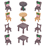 Resin Home Decorations, Table & Chair, Mixed Color, 4sets/bag