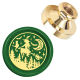 Halloween Golden Tone Wax Seal Brass Stamp Head, for Wax Seal Stamp, Witch, 25x14.5mm