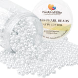 4mm Tiny Satin Luster White Glass Pearl Round Beads for Jewelry Making, About 1000Pcs, White, 4~4.5mm, Hole: 0.7~1.1mm, about 1000pcs/box