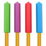 4Pcs 4 Colors Silicone Pencil Caps, Rectangle Building Block, Hexagon, 64.5x13x12mm, Hole: 6.3mm, 1pc/color