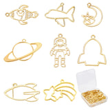 32Pcs 8 Styles Alloy Open Back Bezel Pendants, For DIY UV Resin, Epoxy Resin, Pressed Flower Jewelry, Cadmium Free & Lead Free, Mixed Shapes, Golden, 4pcs/style