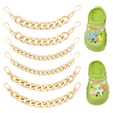 6Pcs 3 Style ABS Plastic and Acrylic Shoe Curban Chain Charm, with Alloy Swivel Snap Clasps, Light Gold, 220~230x14~17x4~5mm, 2pcs/style