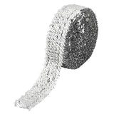 5 Yards Ployester Elastic Sequin Trimmings, 5-Row Paillette Trims, Costume Embellishments, Flat, Silver, 1-7/8 inch(48mm)
