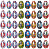 64Pcs 8 Colors Printed Natural Cowrie Shell Beads, No Hole/Undrilled, with Evil Eye Pattern, Mixed Color, 18~22x13~14x6~8mm, 8pcs/color