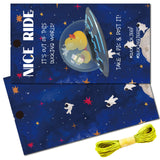 50Pcs Paper Card, Greeting Card, Duck Theme Card, Rectangle, Space Theme Pattern, 87.5x50mm