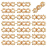 50Pcs Rack Plating Alloy Spacer Bars, Multi-Strand Links, Cadmium Free & Lead Free, Flower, Long-Lasting Plated, Real 14K Gold Plated, 13x5x2.5mm, Hole: 2mm