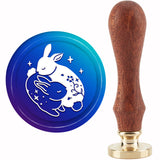 Brass Wax Seal Stamp with Handle, for DIY Scrapbooking, Rabbit Pattern, 89x30mm