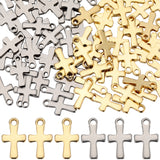 100Pcs 2 Colors Cross 304 Stainless Steel Charms, Golden & Stainless Steel Color, 12x7x1mm, Hole: 1.4~1.5mm, 50pcs/color