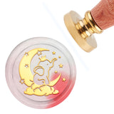 Brass Wax Seal Stamp with Handle, for DIY Scrapbooking, Moon Pattern, 3.5x1.18 inch(8.9x3cm)