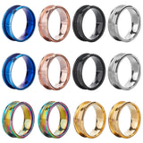 12Pcs 6 Colors 304 Stainless Steel Grooved Finger Ring Settings, Ring Core Blank, for Inlay Ring Jewelry Making, Mixed Color, US Size 8(18.1mm), 2Pcs/color
