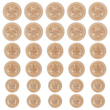 30Pcs 3 Style Alloy Shank Buttons, Flat Round with Crown Wheat Badge Pattern, Light Gold, 20x8mm, Hole: 2mm, 10pcs/style