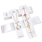 50 Sets Paper Necklace Display Cards, with OPP Cellophane Bags, Rectangle with Bust Pattern, White, Card: 19.5x4x0.05cm, Bag: 25x5x0.01cm