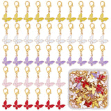 50Pcs Alloy Enamel Pendants Decoration, with Zinc Alloy Lobster Claw Clasps, Butterfly, Mixed Color, 36mm