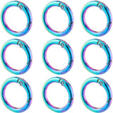 12Pcs Zinc Alloy Ring Spring Gate Rings, O Rings, Rainbow Color, 27.5x4mm, Inner Diameter: 19.5mm